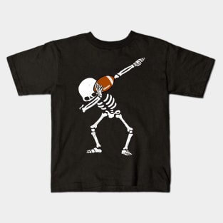 Halloween Dabbing Skeleton FOOTBALL T-Shirt Dab Soccer Ball Kids T-Shirt